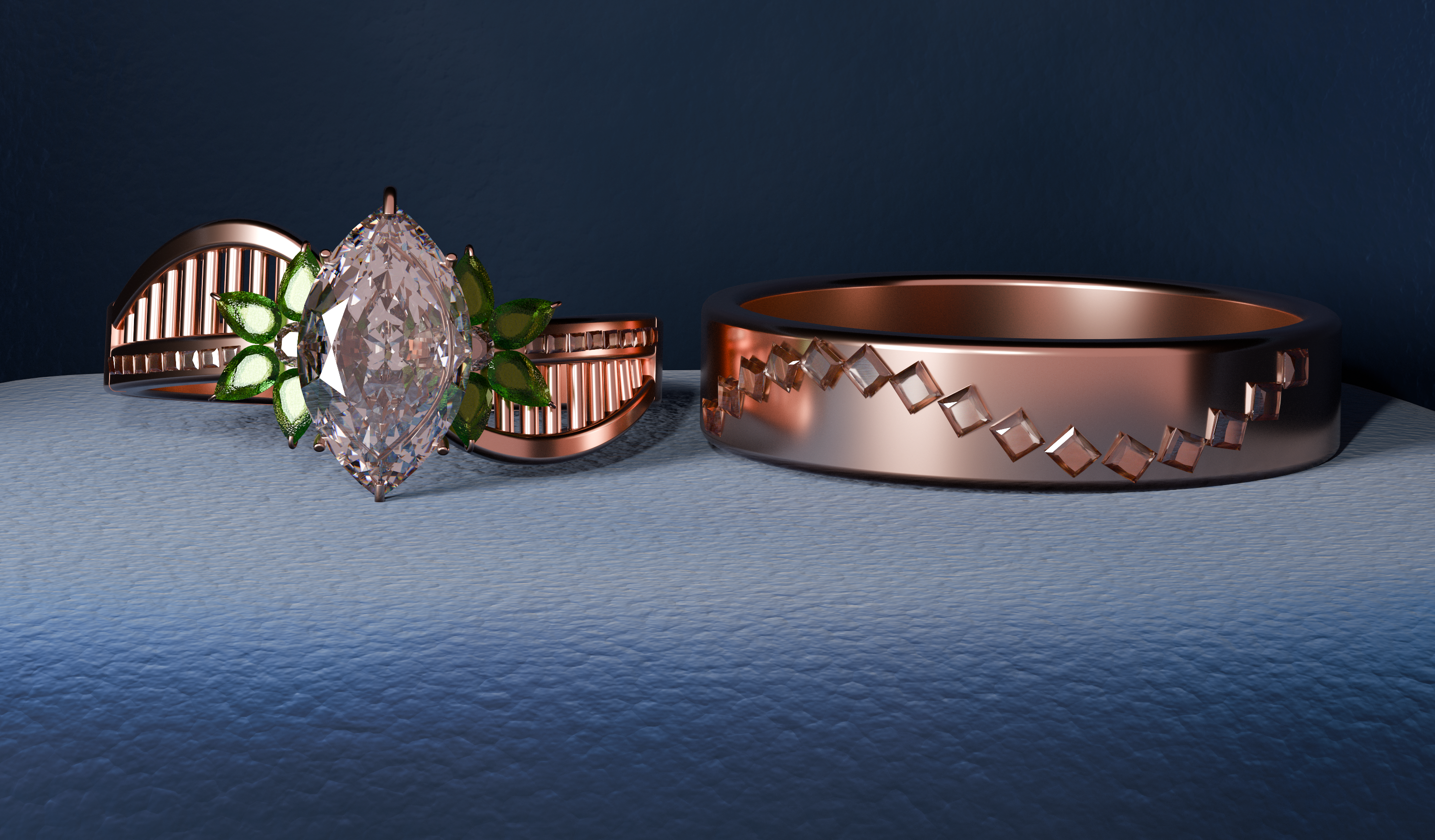 Evergreen Connection engagement ring set
